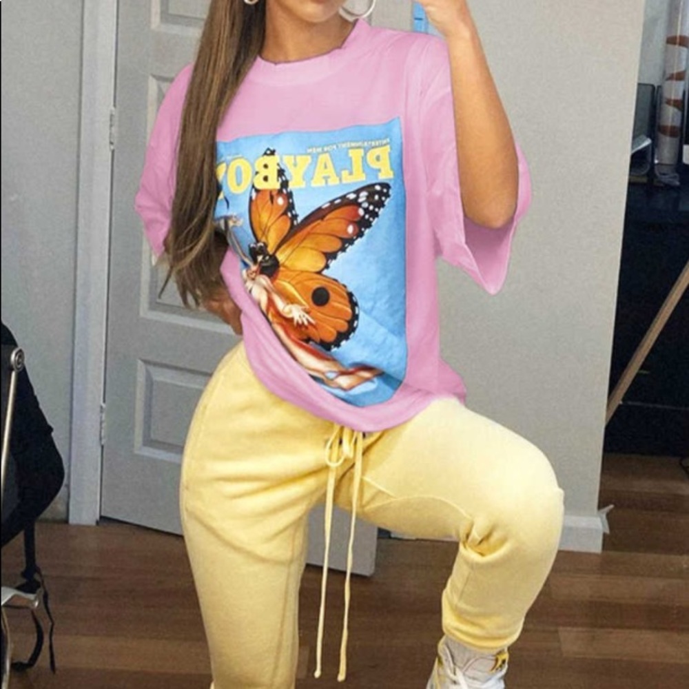Pink Playboy graphic tee